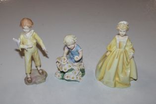 Three Royal Worcester figurines "Grandmothers Dres