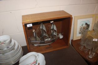 A cased model of The Golden Hind