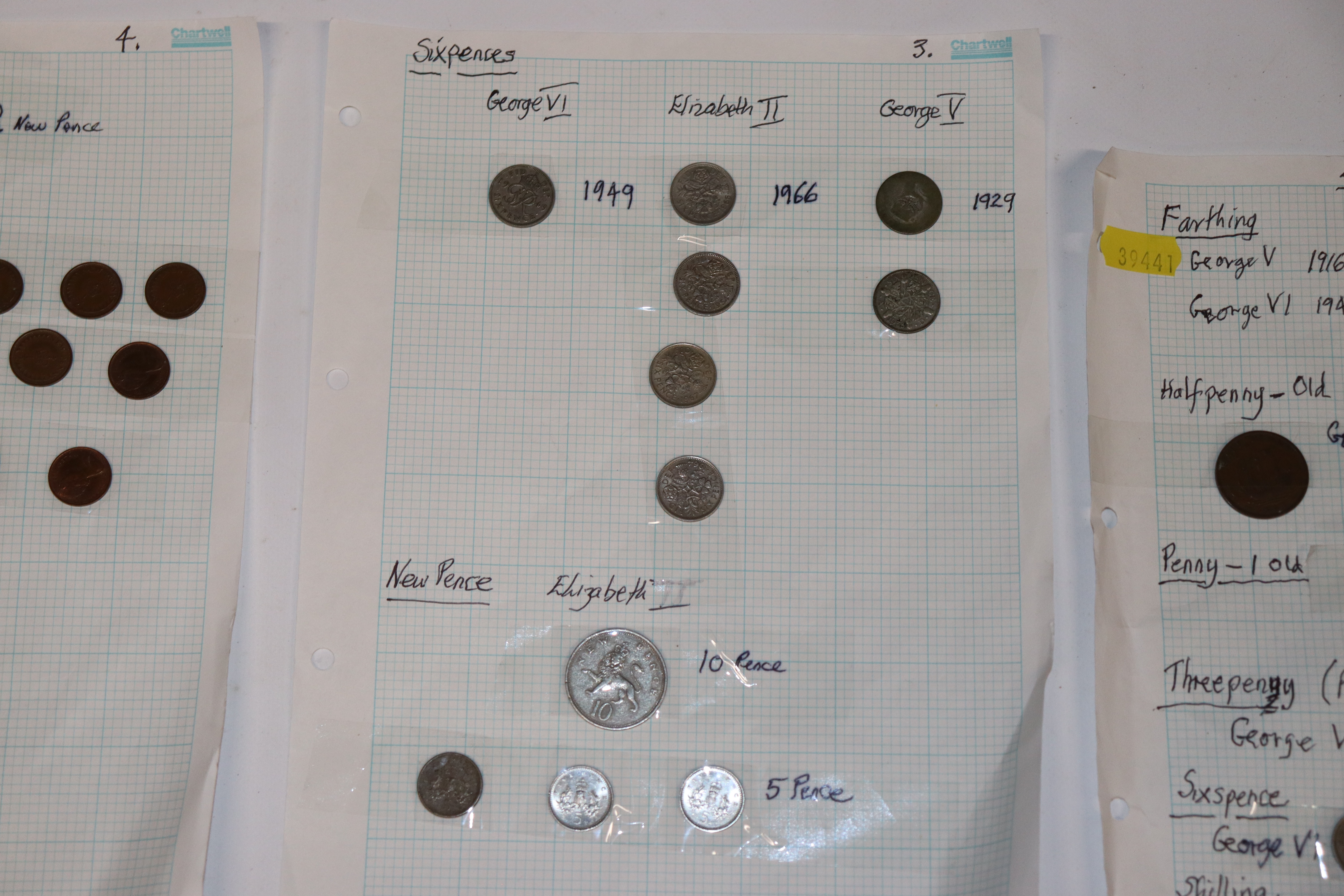 Four sheets of various coinage; Churchill and othe - Image 3 of 7