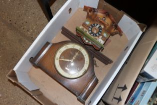 A box containing three hole mantle clock and a cuckoo clock AF