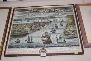 A coloured print 'Prospect of Harwich'