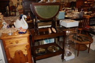 A mahogany and leather inset dropleaf table and an