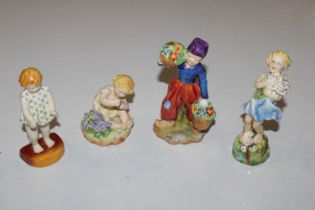 Four Royal Worcester figurines "Joan"; "Mischief";