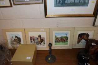 Four framed and glazed equestrian watercolours