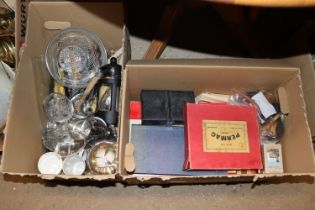 A box of various kitchenalia and a box of various