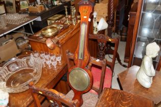 A 19th Century boxwood strung and inlaid barometer