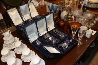 Twelve cased Caithness Christmas goblets (two lacking cases)