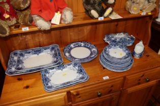 A quantity of Burslem blue and white dinner ware