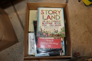 A box of various books