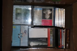 A box of various classical CDs