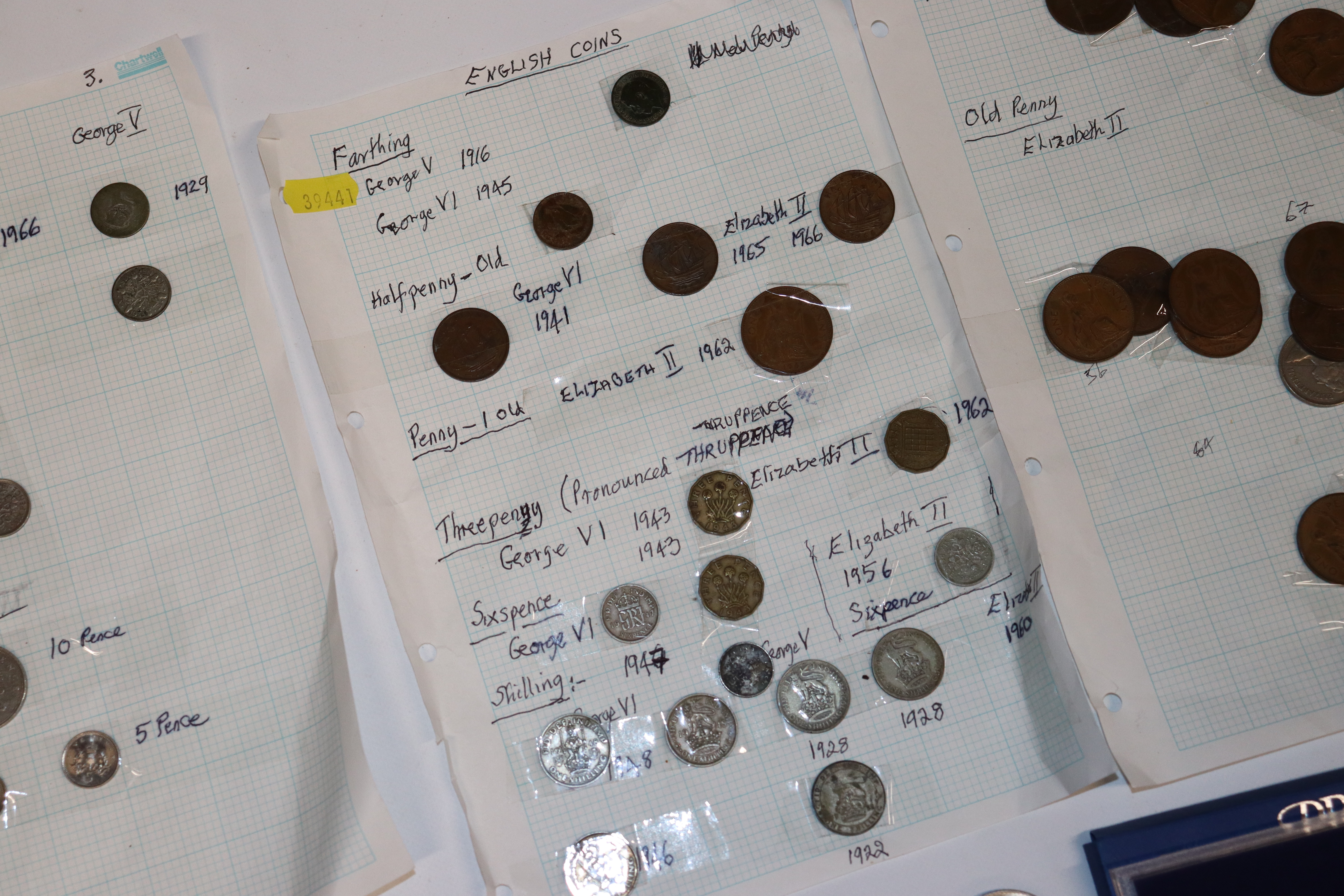 Four sheets of various coinage; Churchill and othe - Image 4 of 7