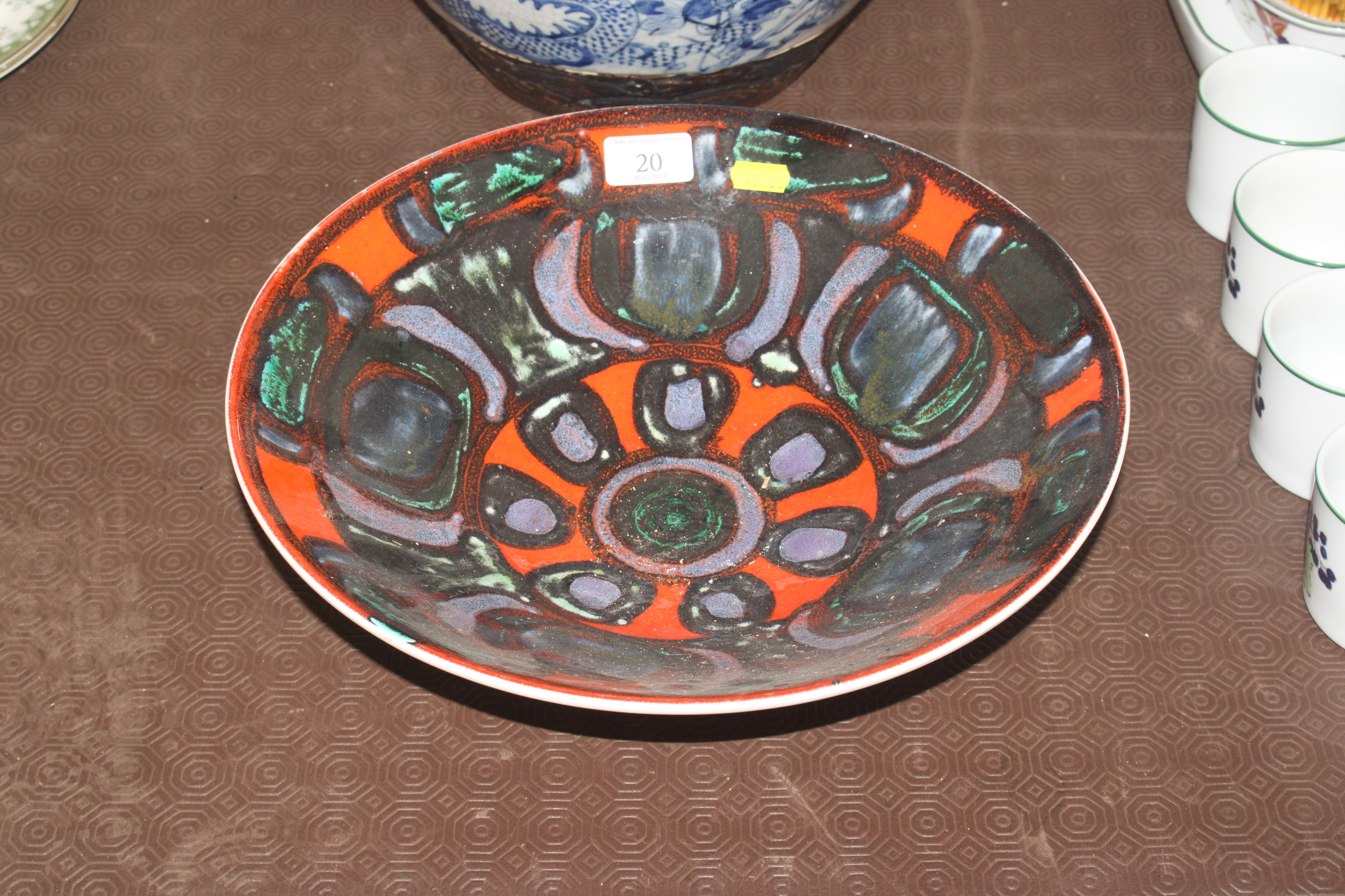 A Poole pottery Delphis bowl, 34cm diameter