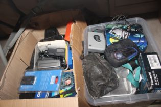 Two boxes of various electrical items to include d
