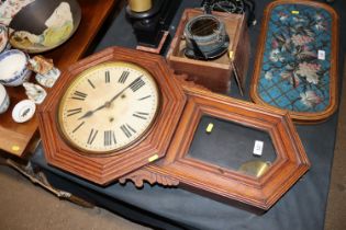 An American oak cased two hole wall clock AF