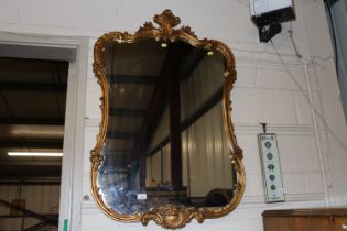 An ornate French gilt framed wall mirror