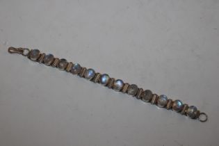 A sterling silver and moonstone set bracelet, approx. 33gms