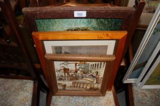 A set of four framed hand painted Delft tiles toge