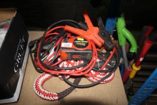 Two pairs of jump leads, a Black and Decker electr