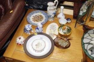 A selection of ceramics including birds, hunting, Hornsea and Liverpool road