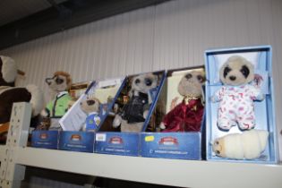 A collection of Compare the Meerkat soft toys