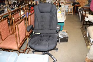 A heated massage chair lacking power lead