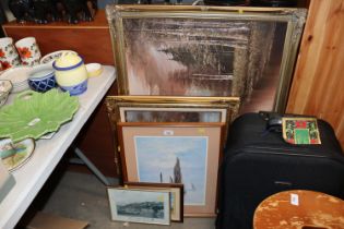 Two gilt framed oil paintings; a pencil signed lim