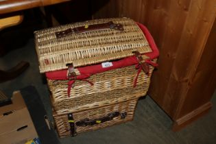 Two wicked picnic baskets, one with contents inclu