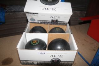 A set of four Hemselite size 3 Supergrip bowling w