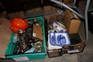 Two boxes of various sundry items including decant