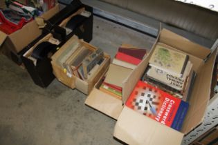 Three boxes of books and two cases of records