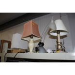 Four various table lamps