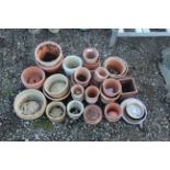 A large quantity of various sized terracotta plant