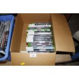 A box of X-Box 1 and X-Box 360 games