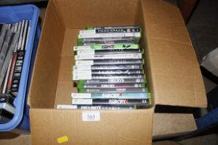 A box of X-Box 1 and X-Box 360 games