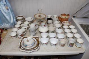 A collection of various patterned tea ware and Roy