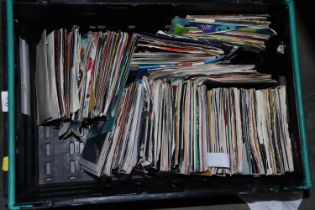 A plastic crate of 46rpm records