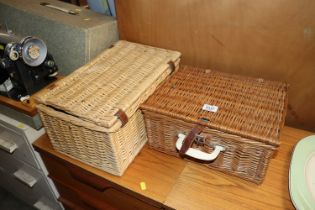 Two wicker picnic hampers