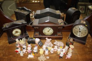 Three two-hole mantel clocks