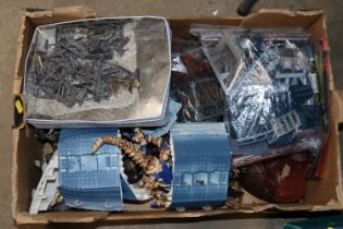 A box of various toys to include lead soldiers