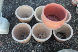 Seven various plant pots