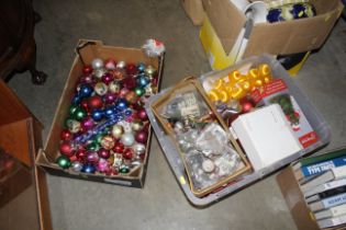 Two boxes of Christmas decorations