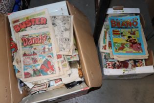 Two boxes of various Beano and other comics