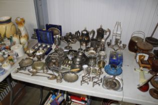 A collection of metal ware to include silver plate