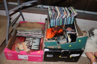 Two boxes of miscellaneous LP and single records