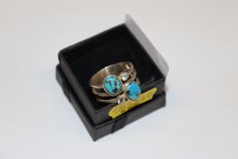 A sterling silver, turquoise and blue topaz scatte