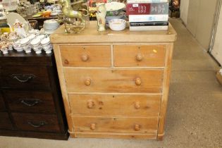 A Victorian stripped pine chest fitted two short o