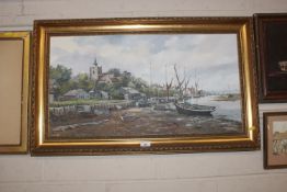 Dennis Garl, oil on canvas study of Maldon Harbour