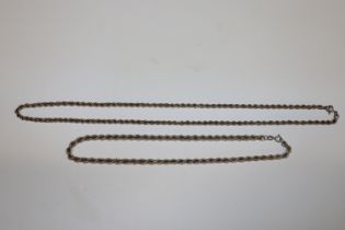 Two vintage sterling silver rope twist necklaces,