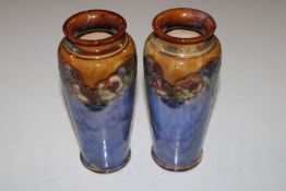 A pair of Royal Doulton floral decorated vases AF