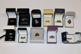 A collection of 925 silver and other dress rings
